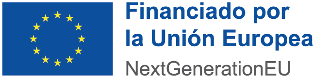 Logotipo de la Unión Europea con el texto "Financiado por la Unión Europea" y "NextGenerationEU", simbolizando el apoyo financiero de la UE para proyectos de recuperación y desarrollo.
